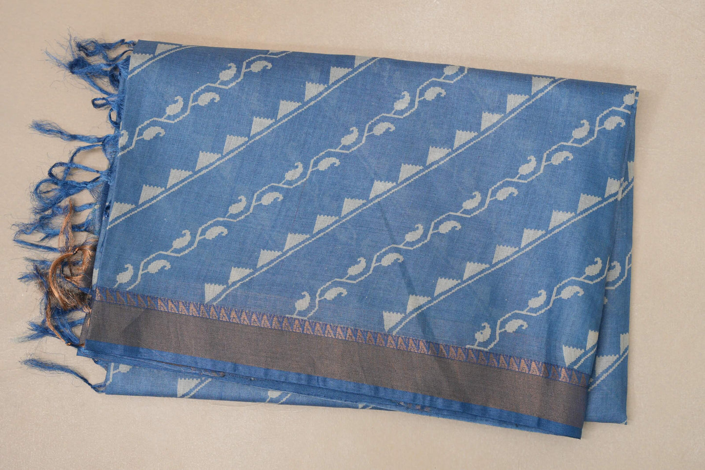 Dusty blue Tussar silk saree SS8835