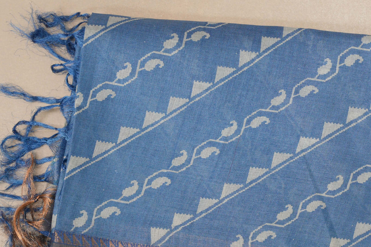 Dusty blue Tussar silk saree SS8835