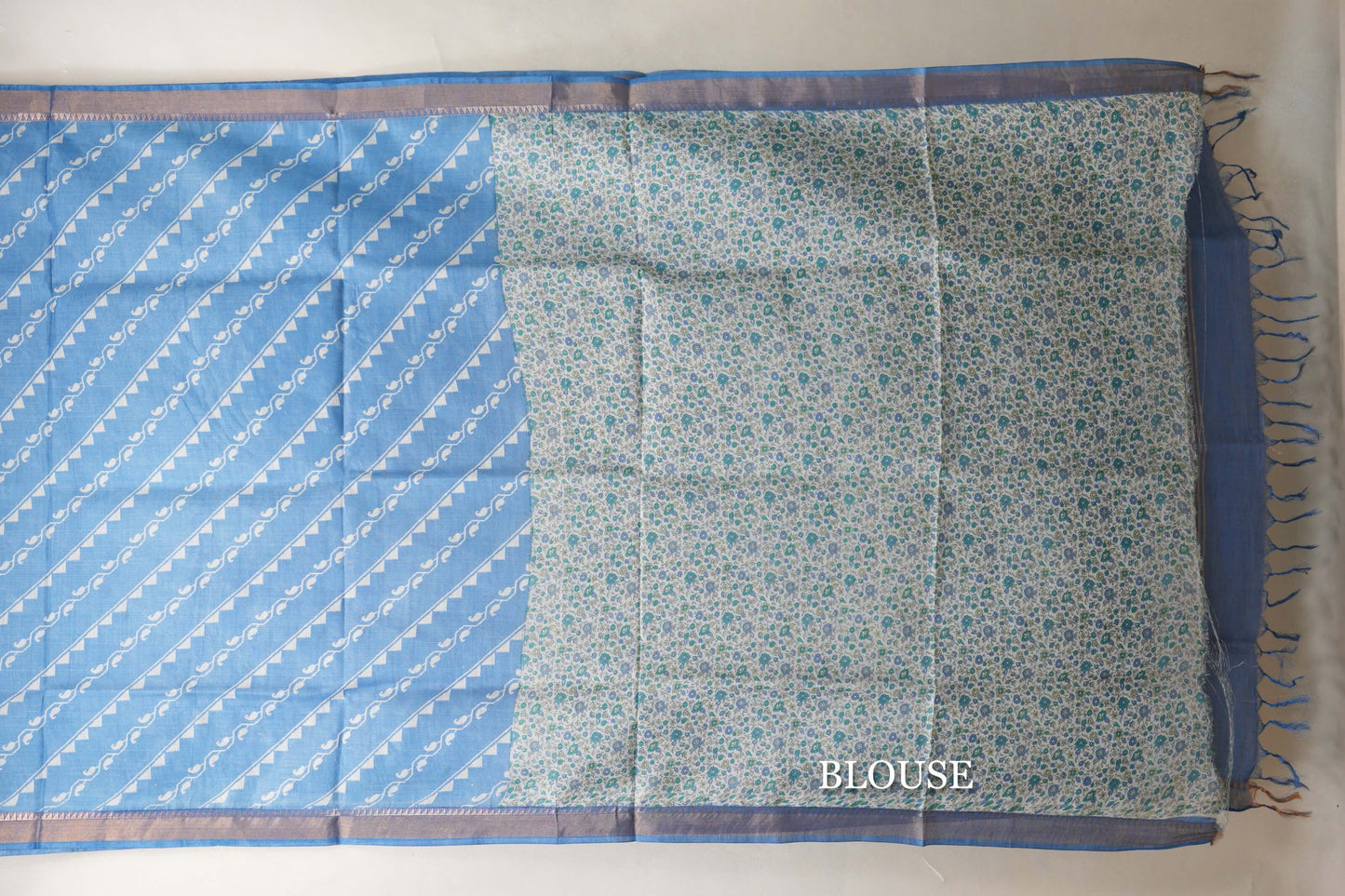 Dusty blue Tussar silk saree SS8835
