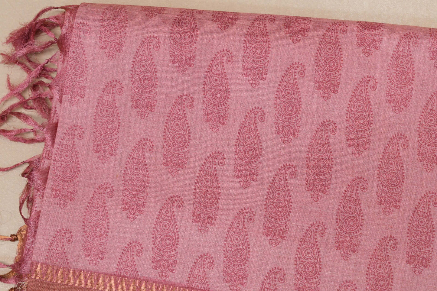 Salmon Pink Tussar silk saree SS8836