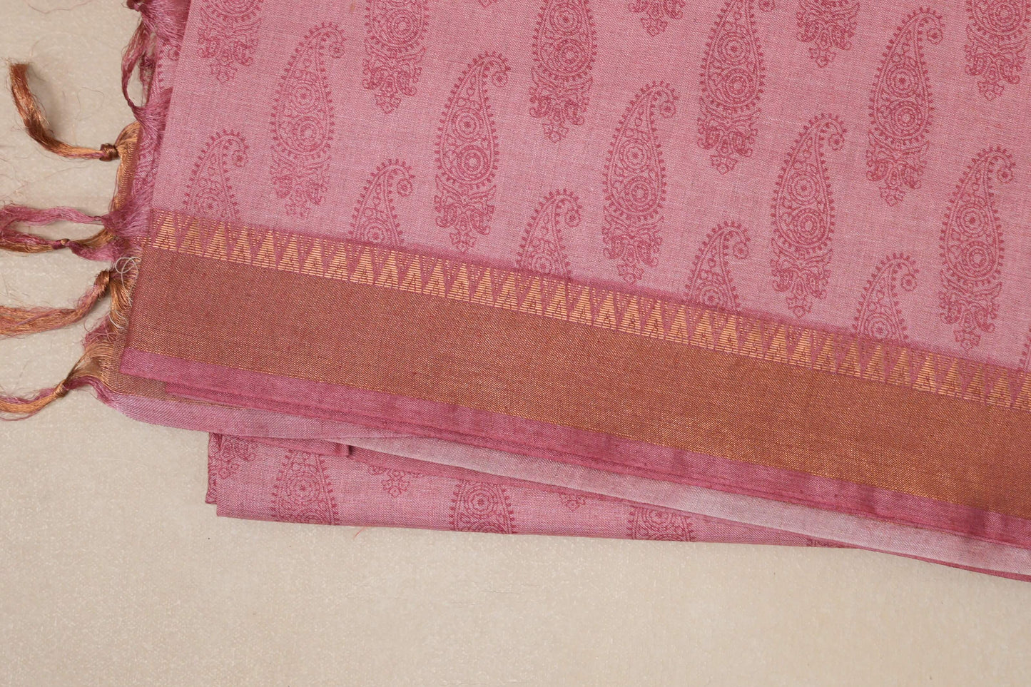 Salmon Pink Tussar silk saree SS8836