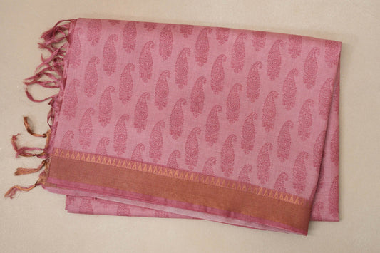Salmon Pink Tussar silk saree SS8836