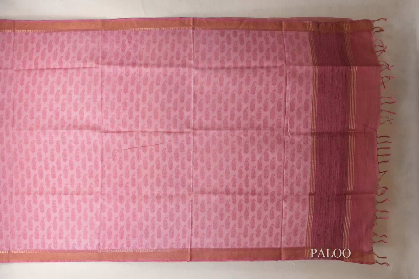 Salmon Pink Tussar silk saree SS8836