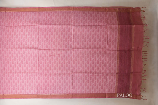 Salmon Pink Tussar silk saree SS8836