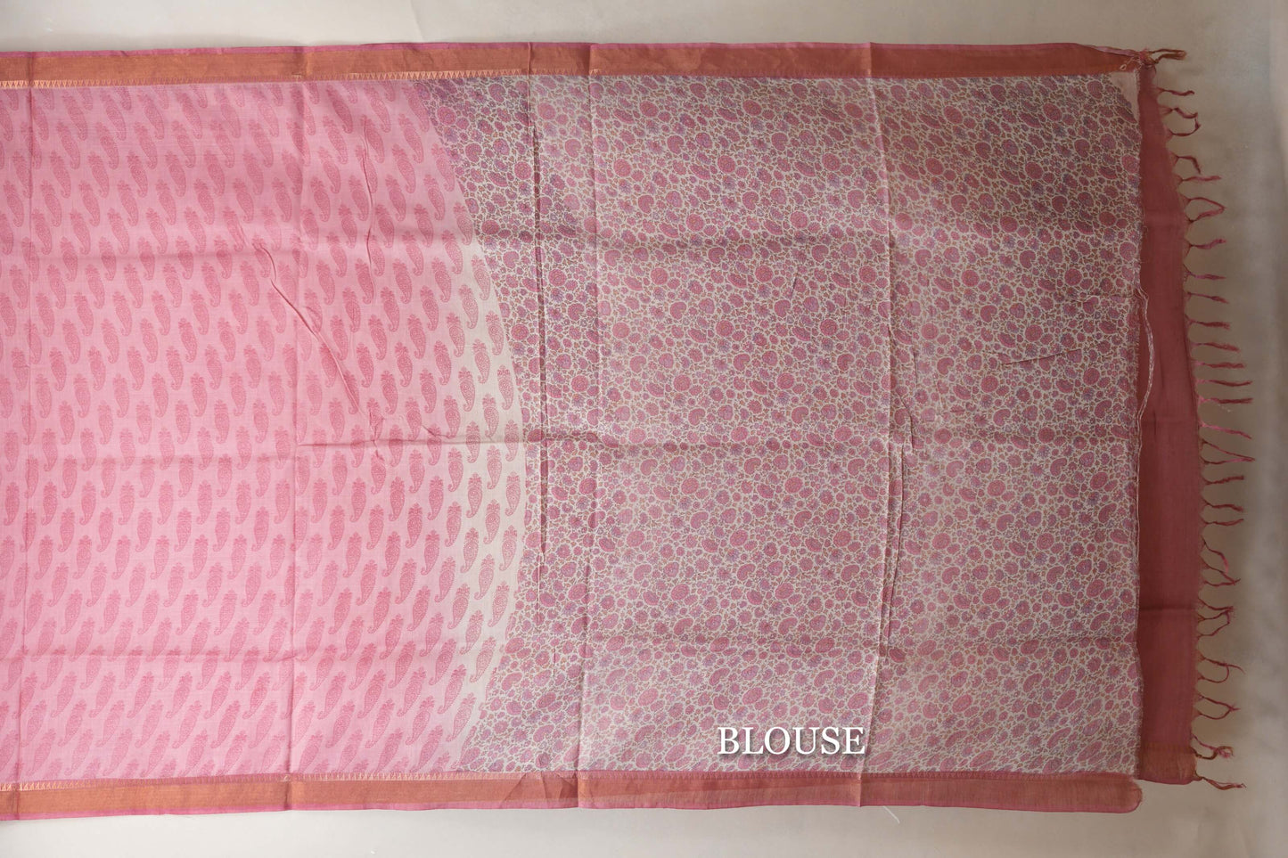 Salmon Pink Tussar silk saree SS8836