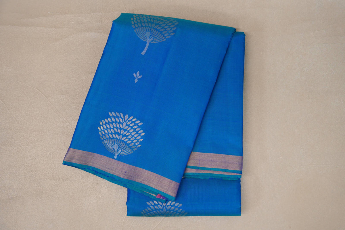 Peacock Blue Light Weight Kanjivaram Silk Saree