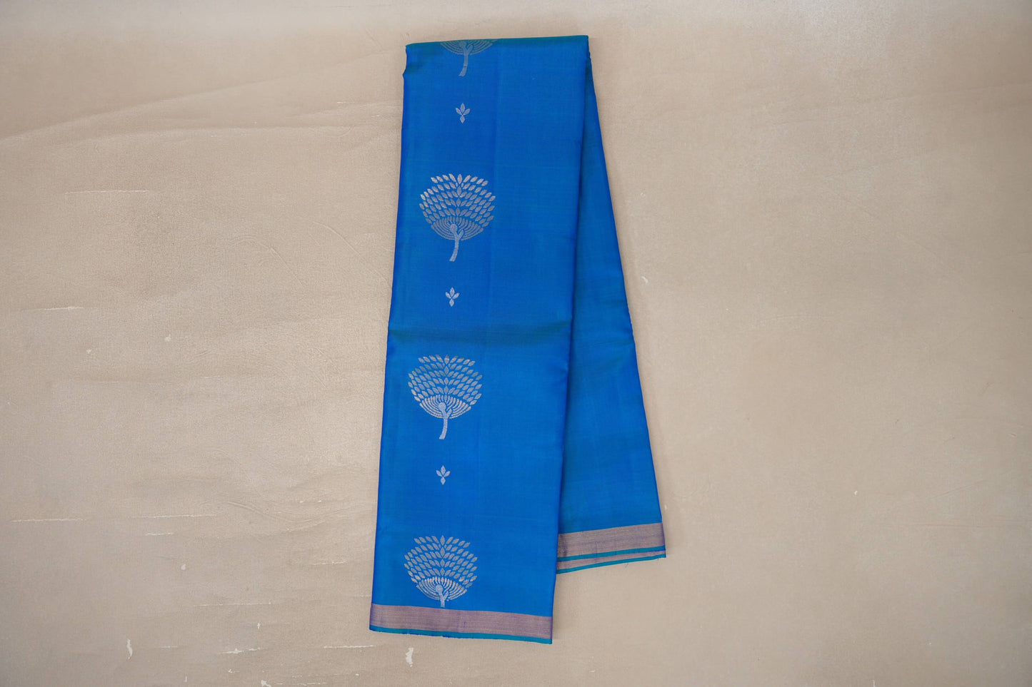 Online Peacock Blue Light Weight Kanjivaram Silk Saree