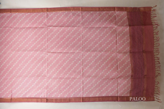 Flamingo Pink with amarnath pink borders Tussar silk saree  paloo