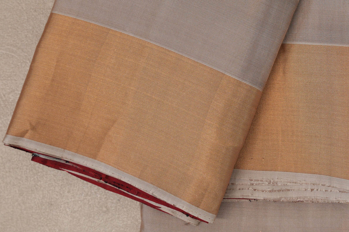 Dark Beige Light Weight Kanjivaram Silk Saree border