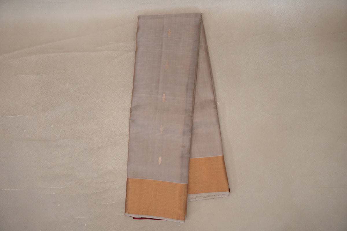 Online Dark Beige Light Weight Kanjivaram Silk Saree