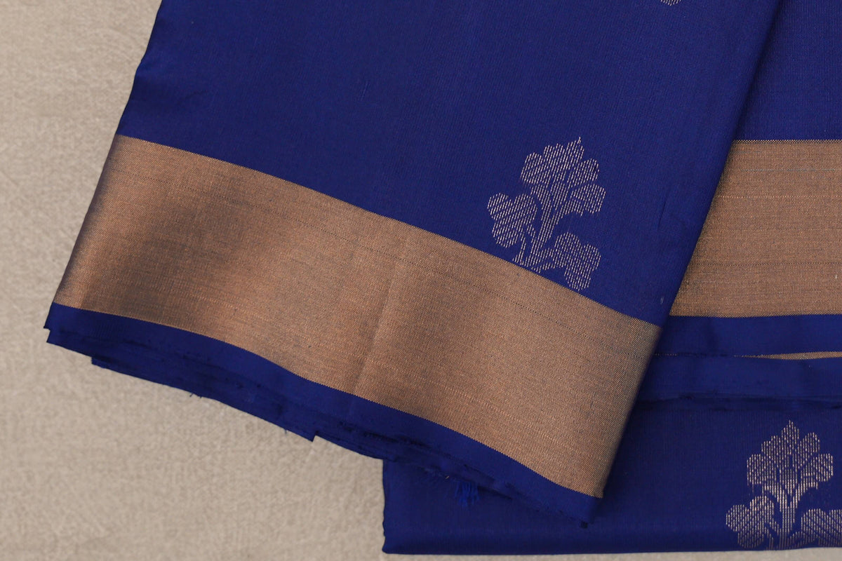 Deep Blue Light Weight Kanjivaram Silk Saree border