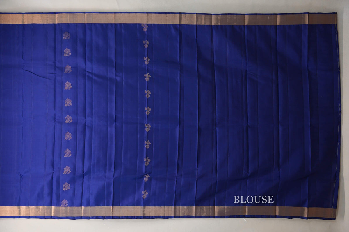 Deep Blue Light Weight Kanjivaram Silk Saree blouse