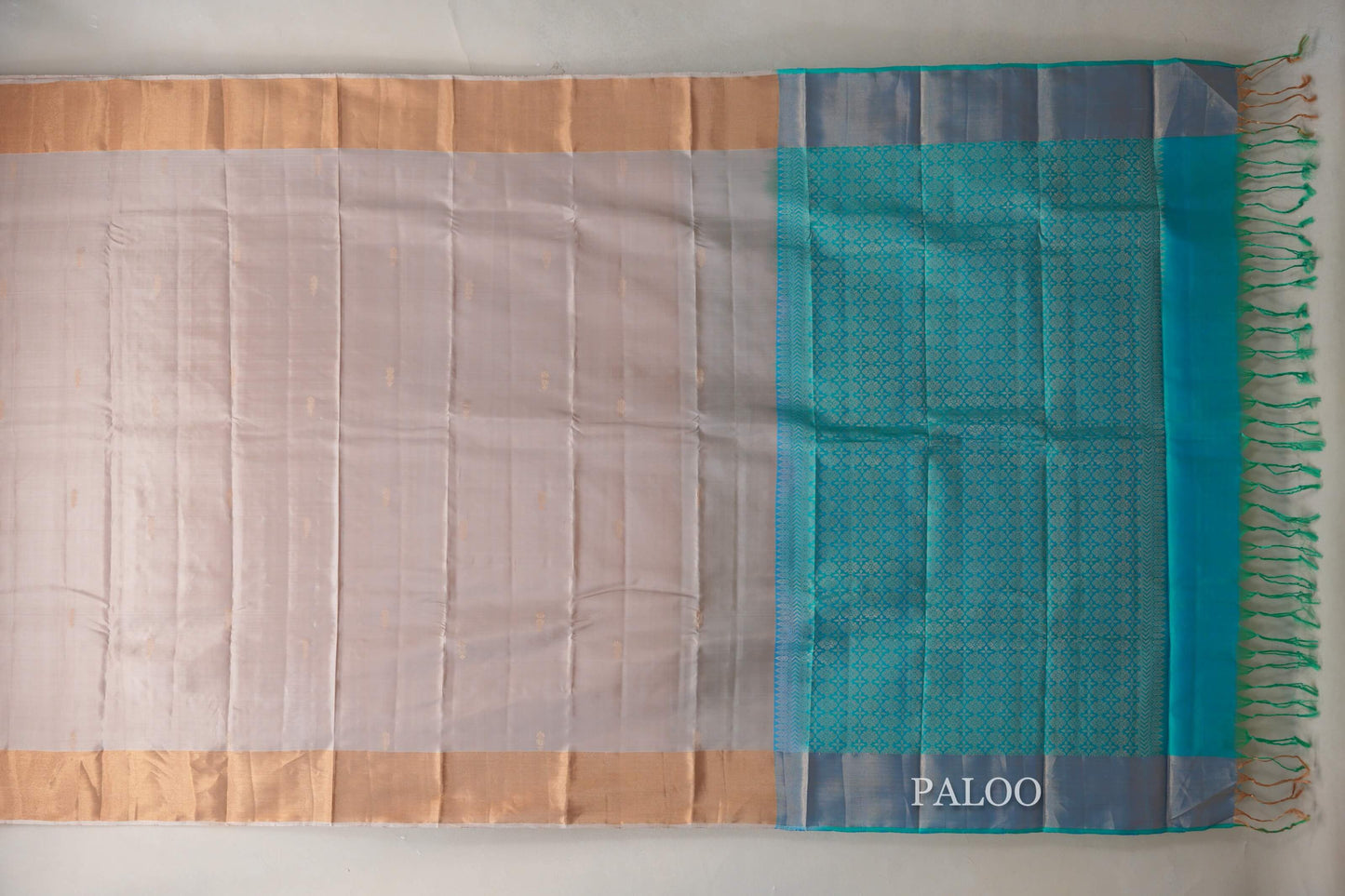 Dark Beige Light Weight Kanjivaram Silk Saree paloo