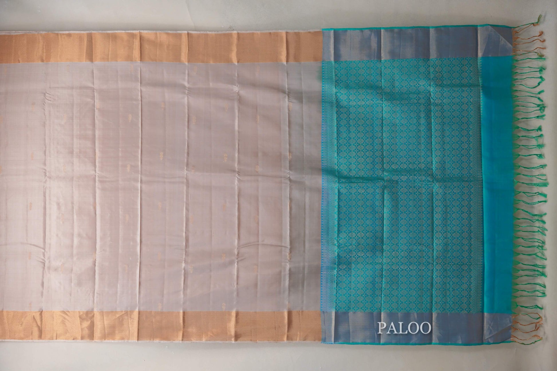 Dark Beige Light Weight Kanjivaram Silk Saree paloo