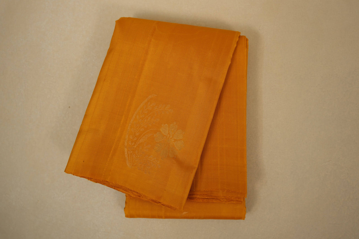 Folded Mustard light weight kanchipuram silk saree