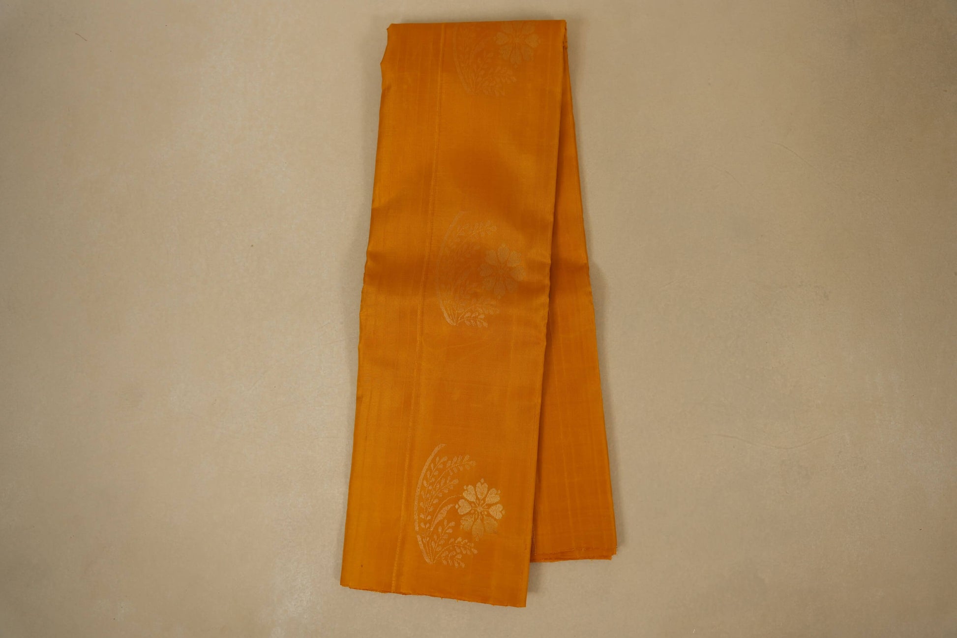 mustard Borderless light weight kanchipuram silk saree