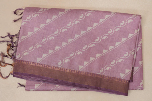 Pastel lavender with Deep Violet borders Tussar silk saree SS8844