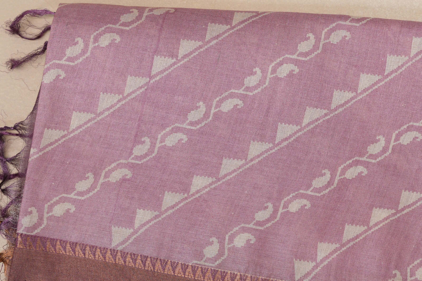 Pastel lavender with Deep Violet borders Tussar silk saree SS8844