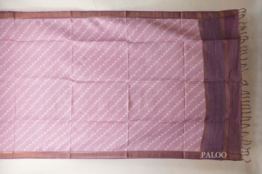 Pastel lavender with Deep Violet borders Tussar silk saree SS8844