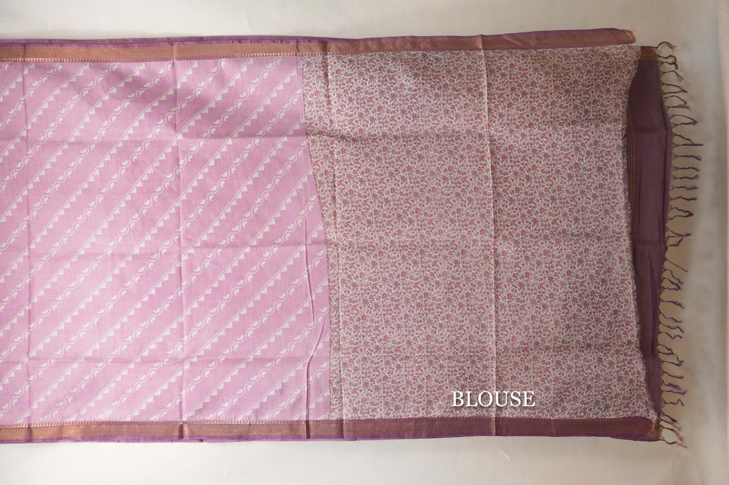 Pastel lavender with Deep Violet borders Tussar silk saree SS8844