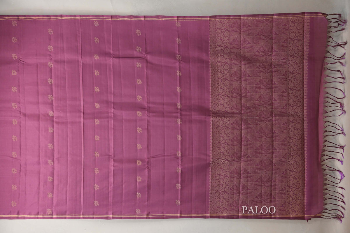 Dusty Mauve Light Weight Kanjivaram Silk Saree paloo