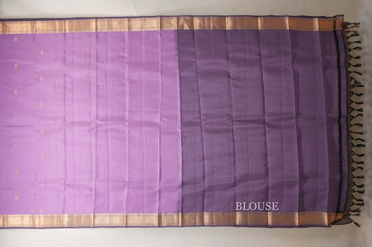 Pastel lavender Light Weight Kanjivaram Silk Saree by Shreenivas Silks blouse