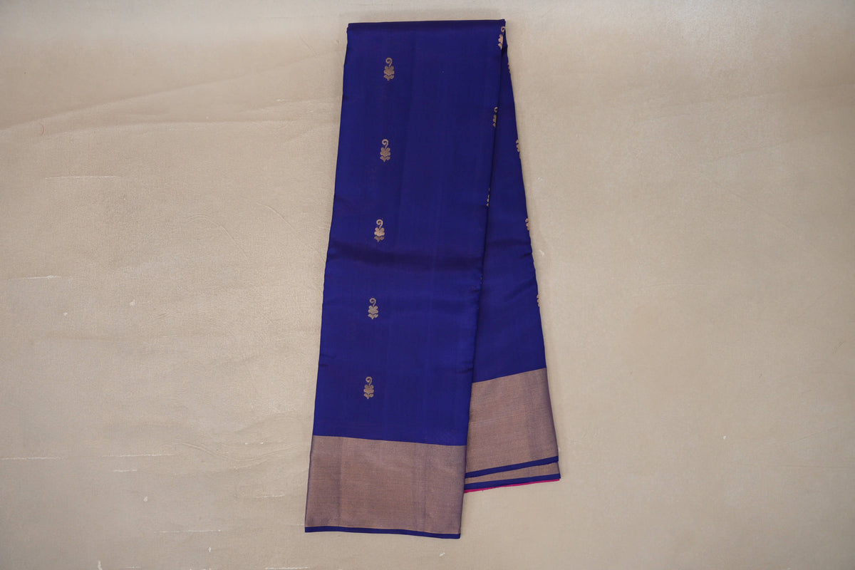 Online Deep Blue Light Weight Kanjivaram Silk Saree