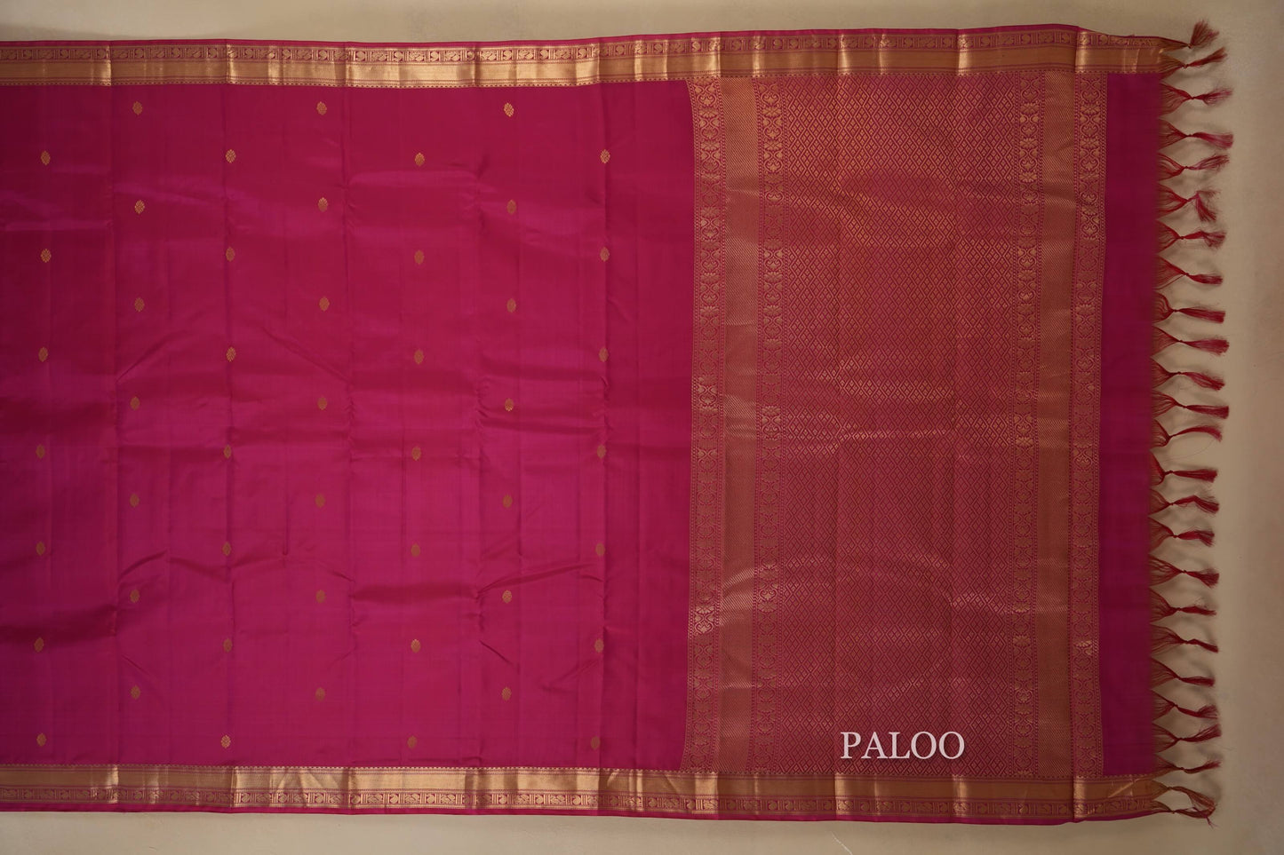 pink light weight kanchipuram silk saree paloo