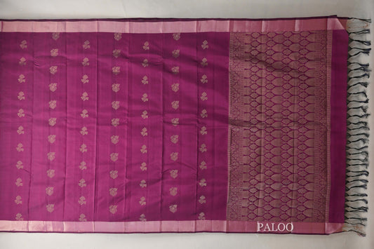 Deep Magenta Light Weight Kanjivaram Silk Saree paloo
