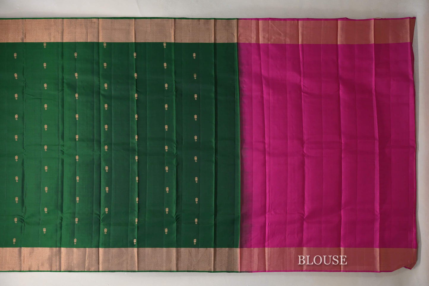 Bottle Green Light Weight Kanjivaram Silk Saree blouse