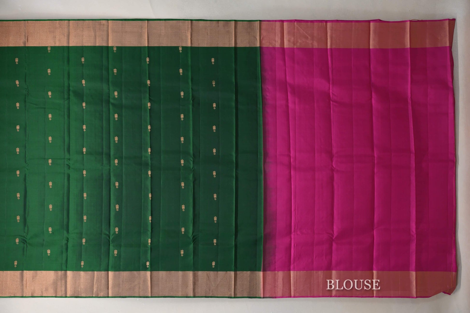 Bottle Green Light Weight Kanjivaram Silk Saree blouse