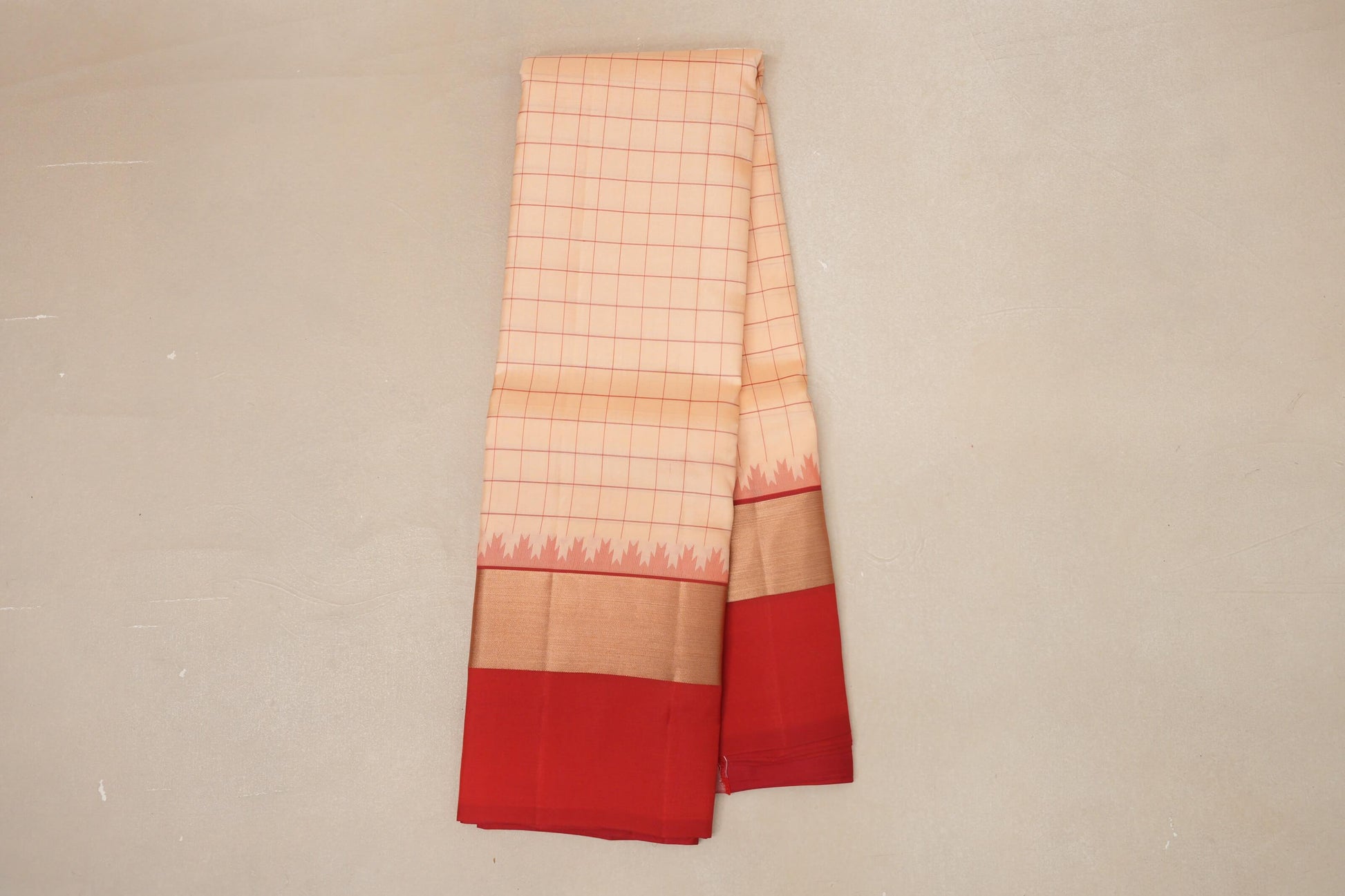 Sandal with Red borders Light Weight Kanjivaram Silk Saree