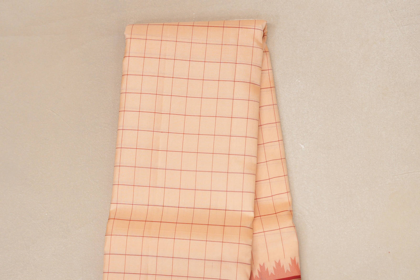 Sandal with Red borders Light Weight Kanjivaram Silk Saree body