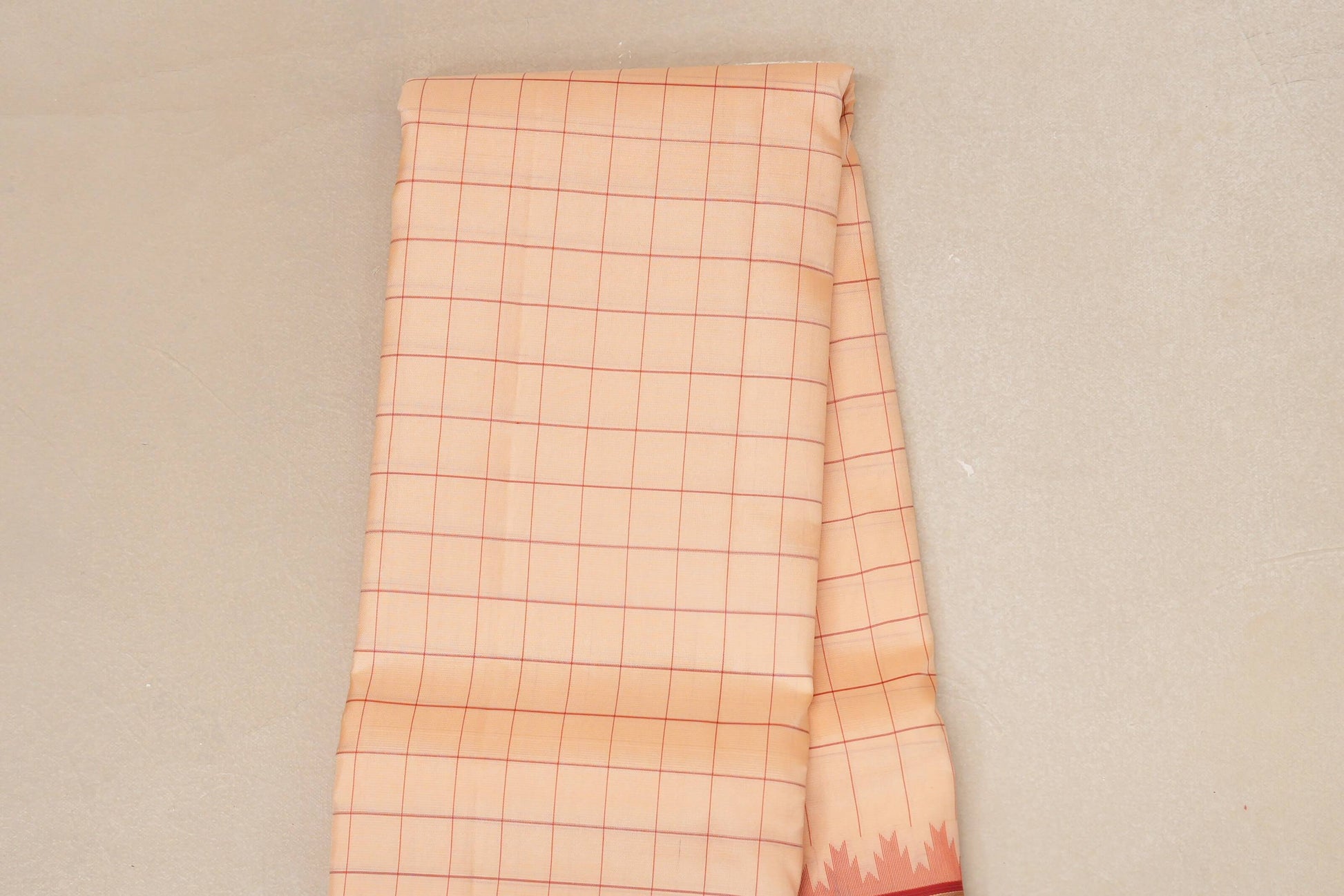 Sandal with Red borders Light Weight Kanjivaram Silk Saree body