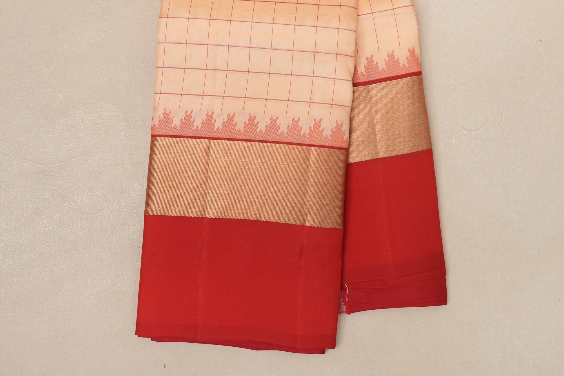 Sandal with Red borders Light Weight Kanjivaram Silk Saree border