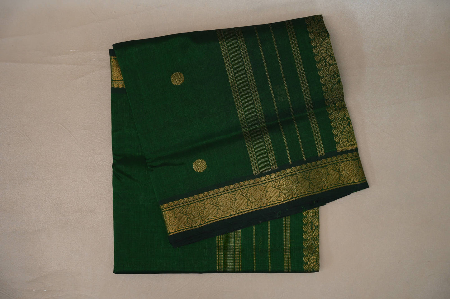 Deep Bottle Green Vegan Silk Cotton Saree