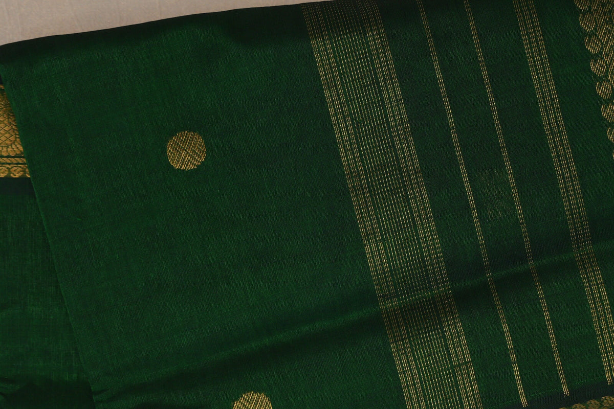 Deep Bottle Green Vegan Silk Cotton Saree body