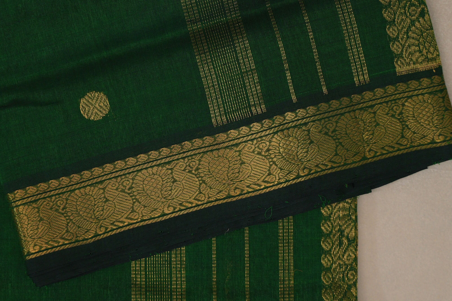 Deep Bottle Green Vegan Silk Cotton Saree border