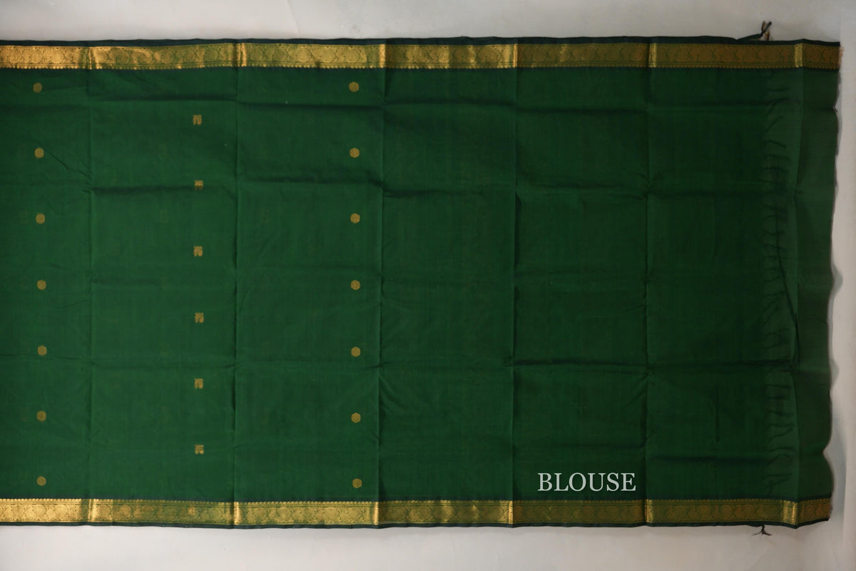 Deep Bottle Green Vegan Silk Cotton Saree blouse