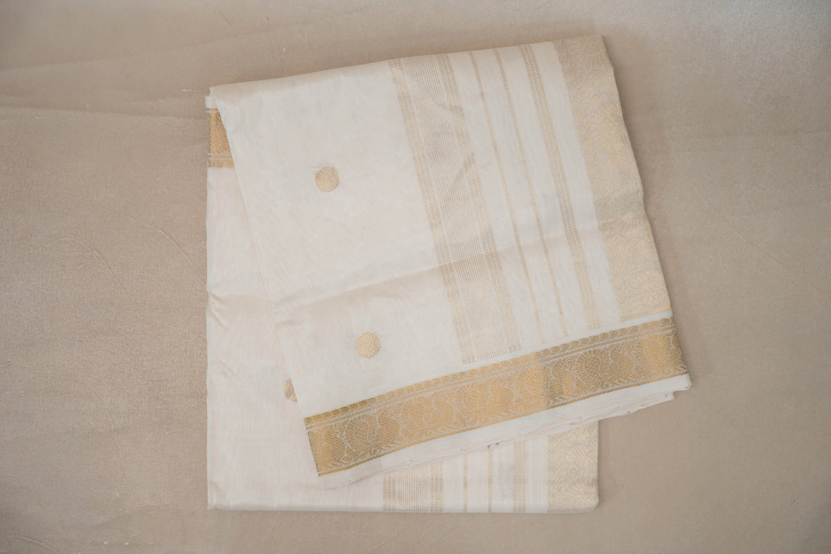 Cream Vegan Silk Cotton Saree