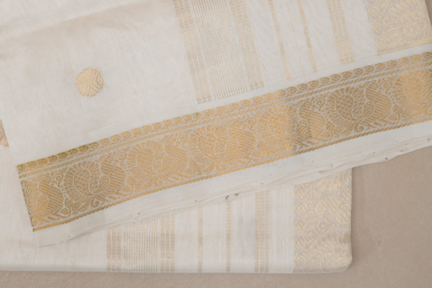 Cream Vegan Silk Cotton Saree borders