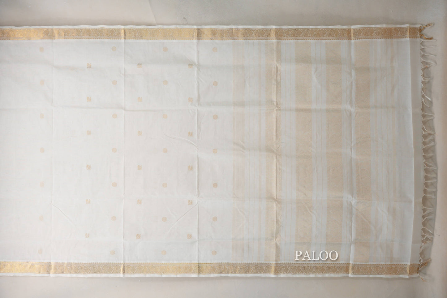 Cream Vegan Silk Cotton Saree paloo