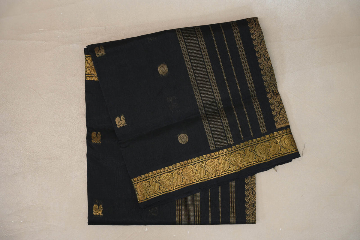 Black Vegan Silk Cotton Saree