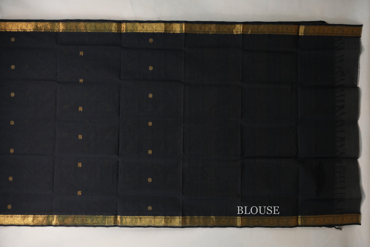 Black Vegan Silk Cotton Saree blouse