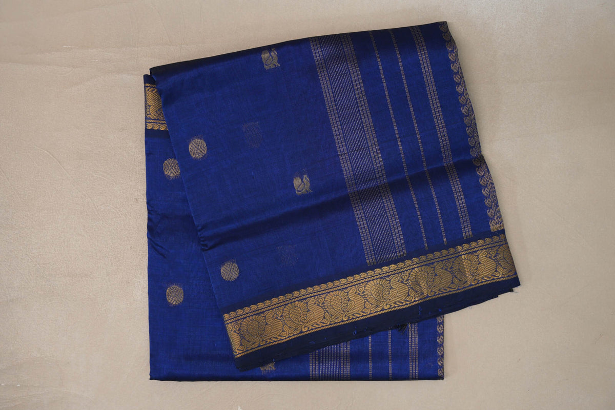 Deep Blue Vegan Silk Cotton Saree