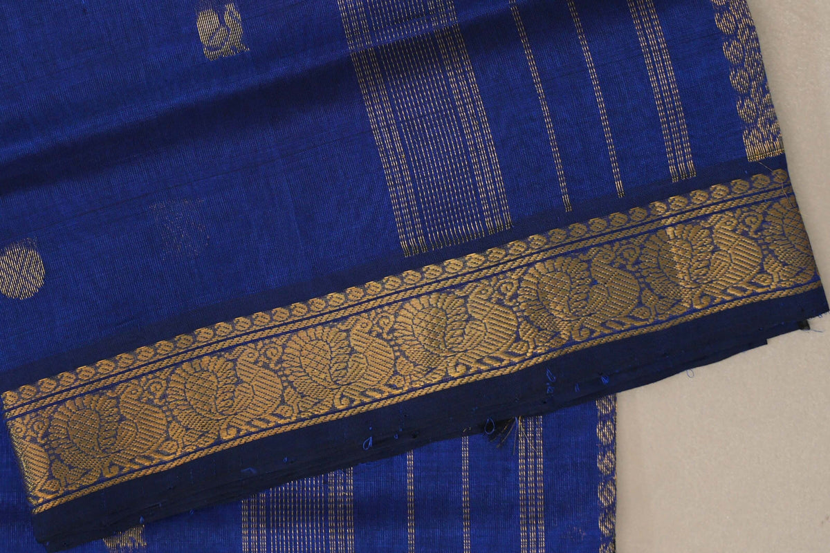 Deep Blue Vegan Silk Cotton Saree border
