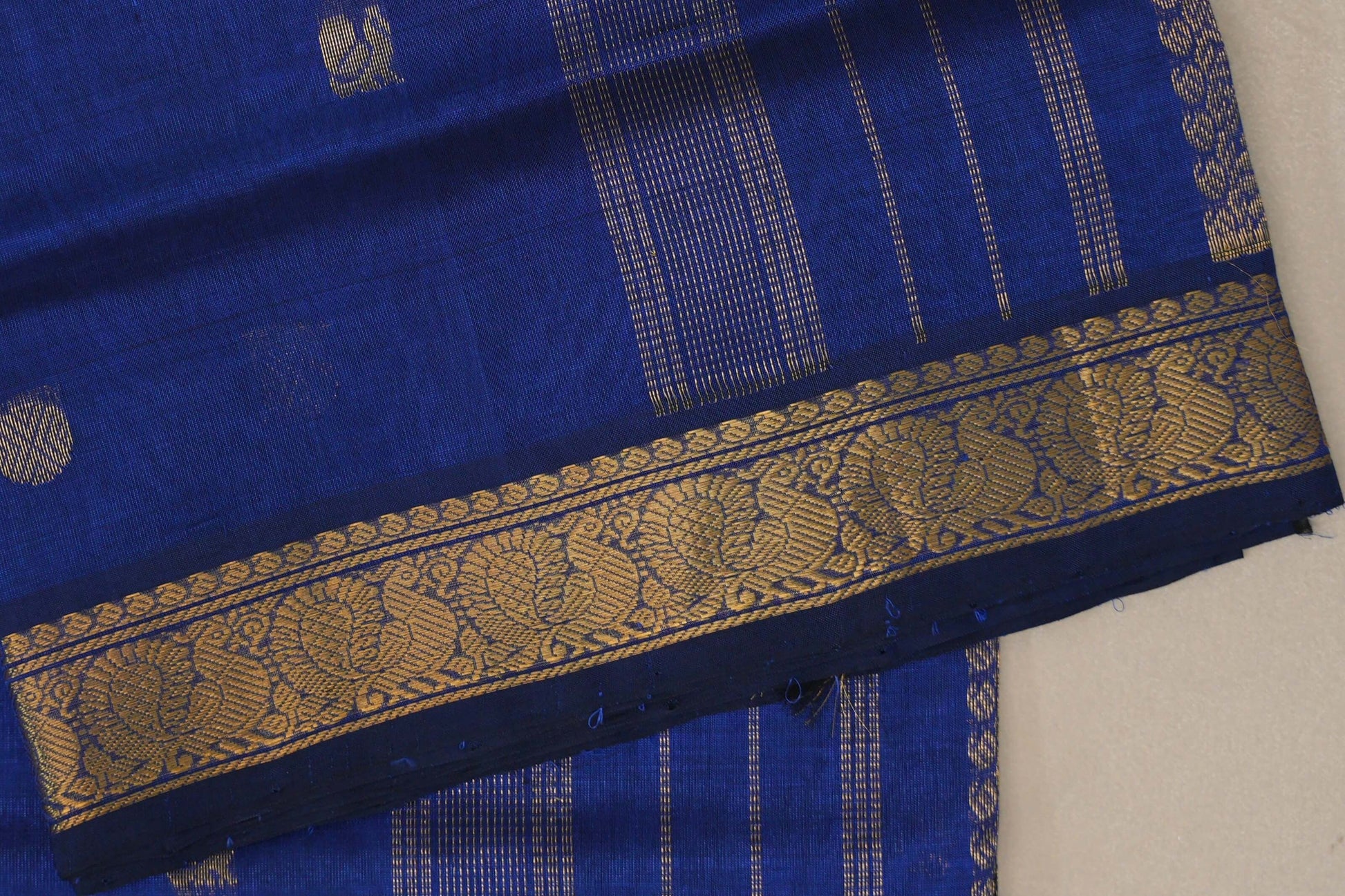 Deep Blue Vegan Silk Cotton Saree border
