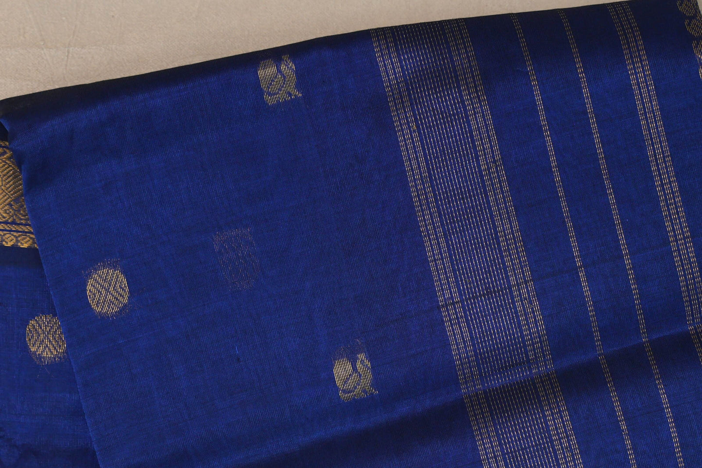 Deep Blue Vegan Silk Cotton Saree body