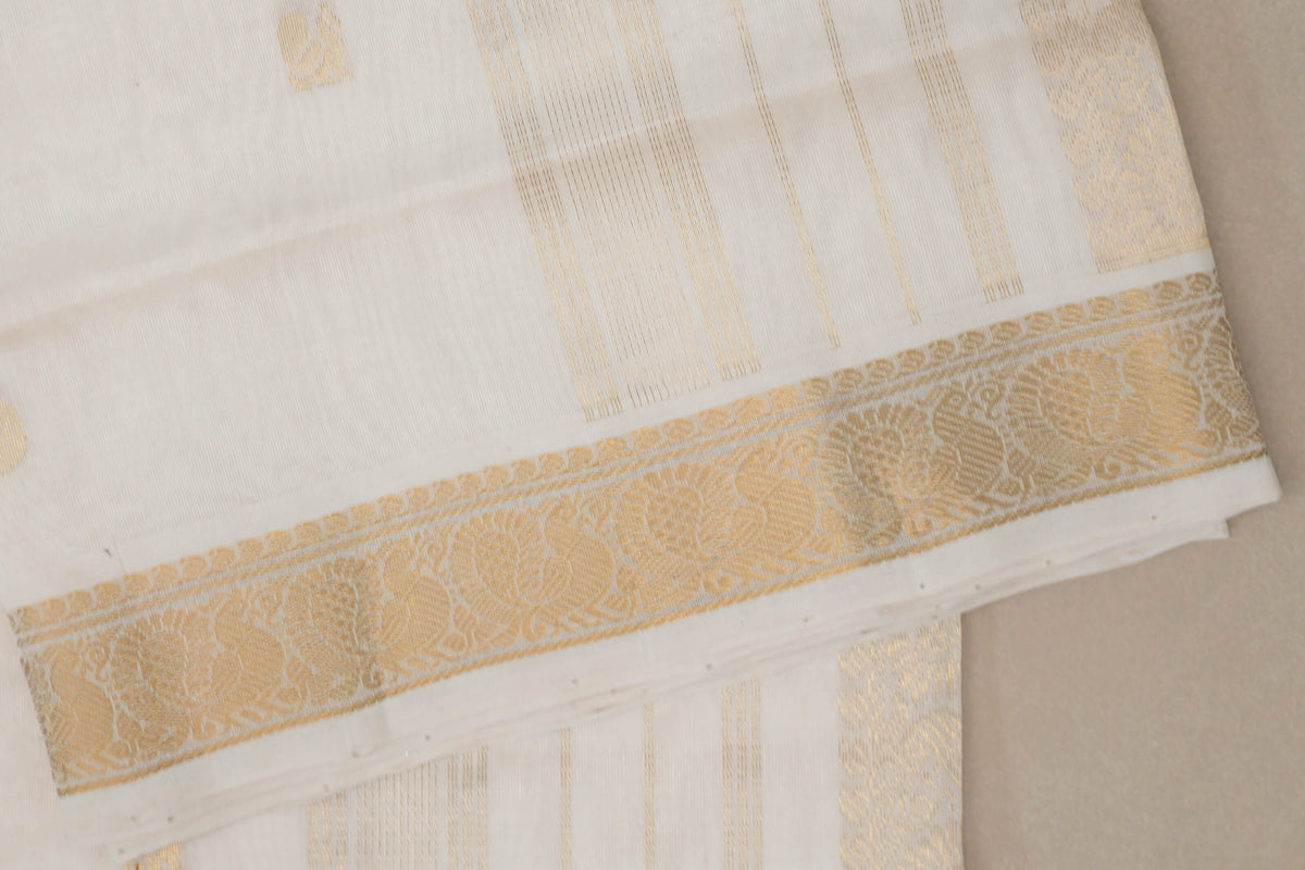 Cream Vegan Silk Cotton Saree border
