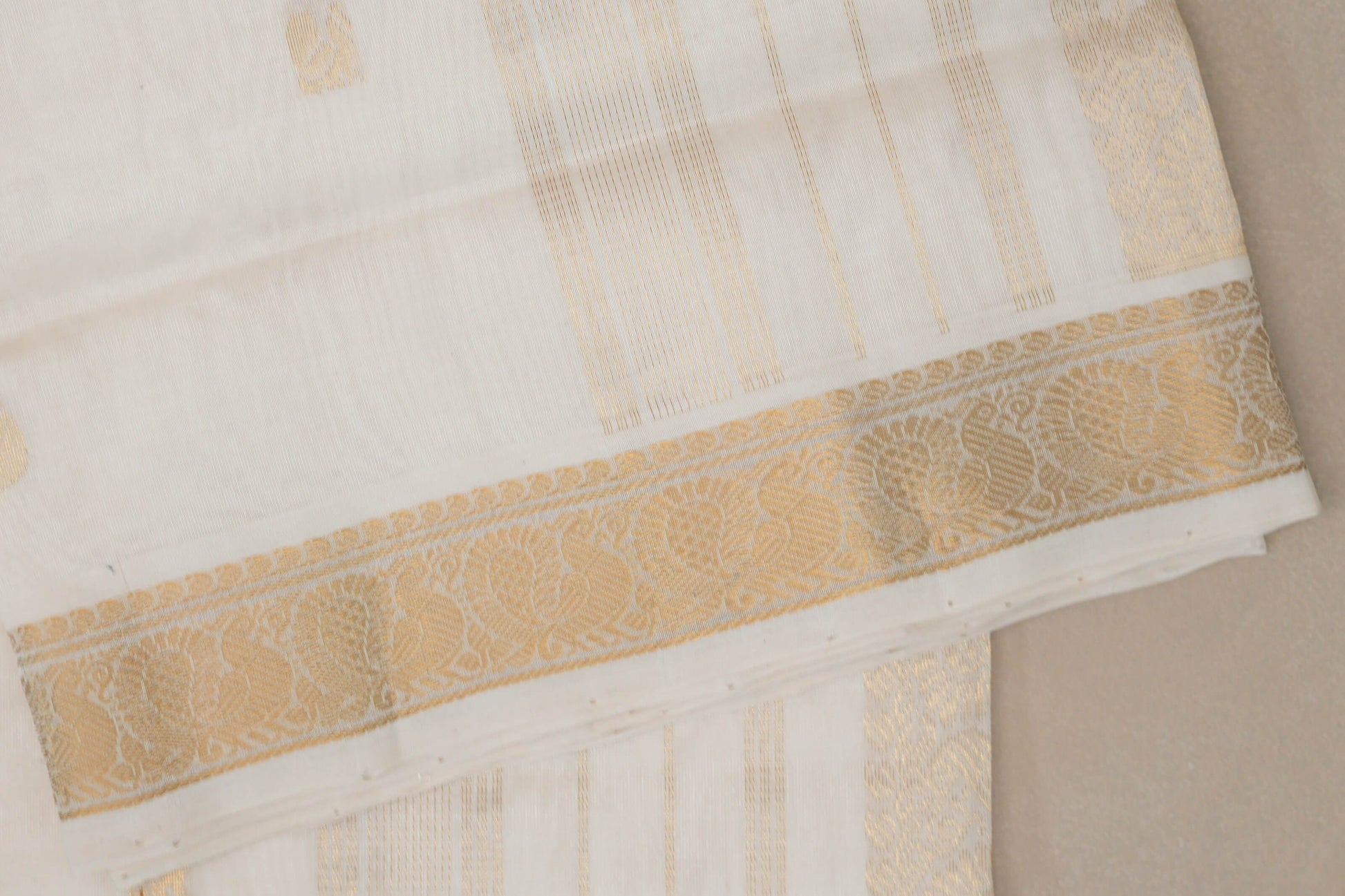 Cream Vegan Silk Cotton Saree border